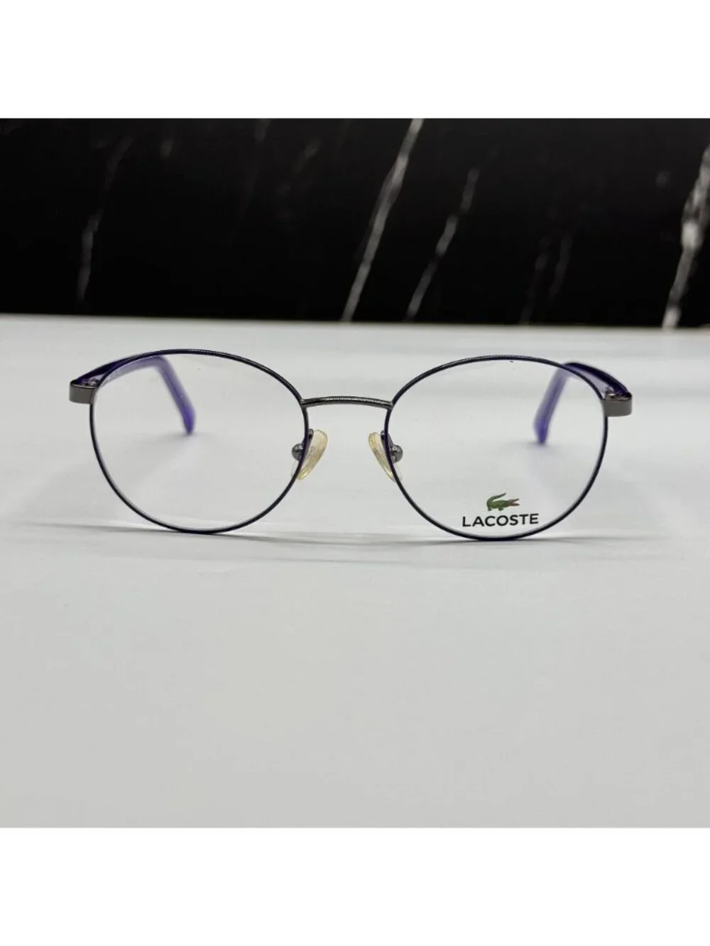 Lacoste Kid Eyeglasses L3104 035 Round Purple Gray Metal NEW